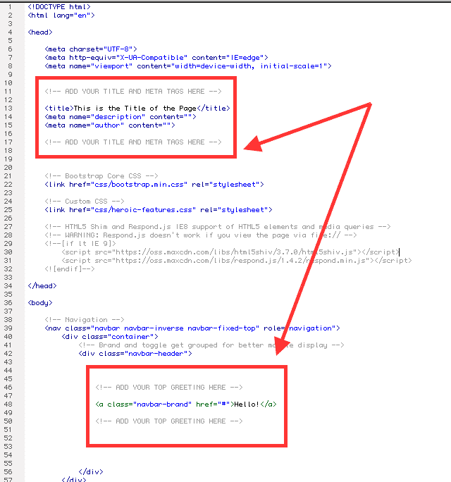 Code example showing what to do