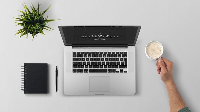 Laptop on a table