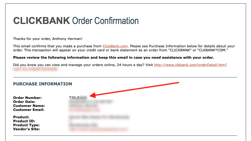 Clickbank Receipt