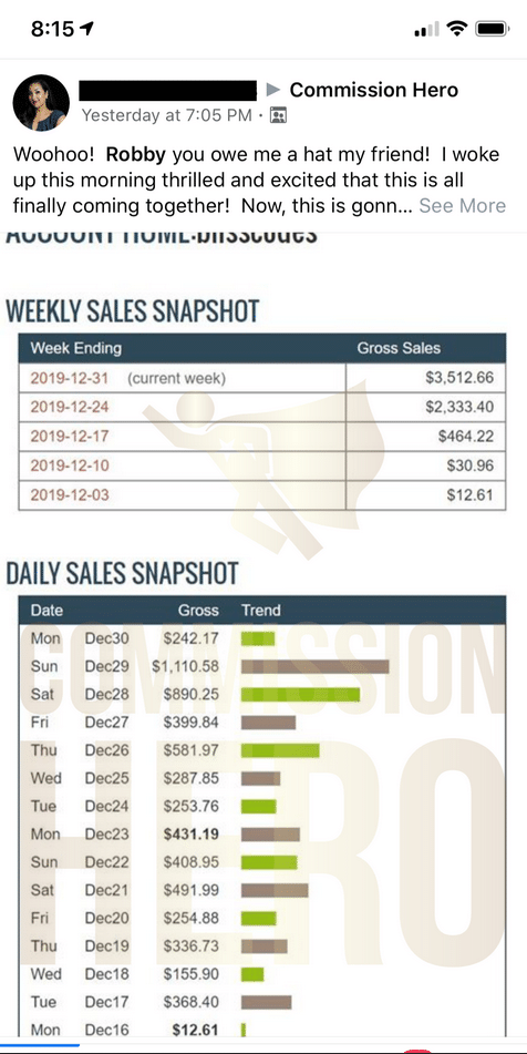 Commission Hero Earnings - Proof