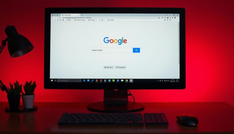 A computer screen with the Google search page showing