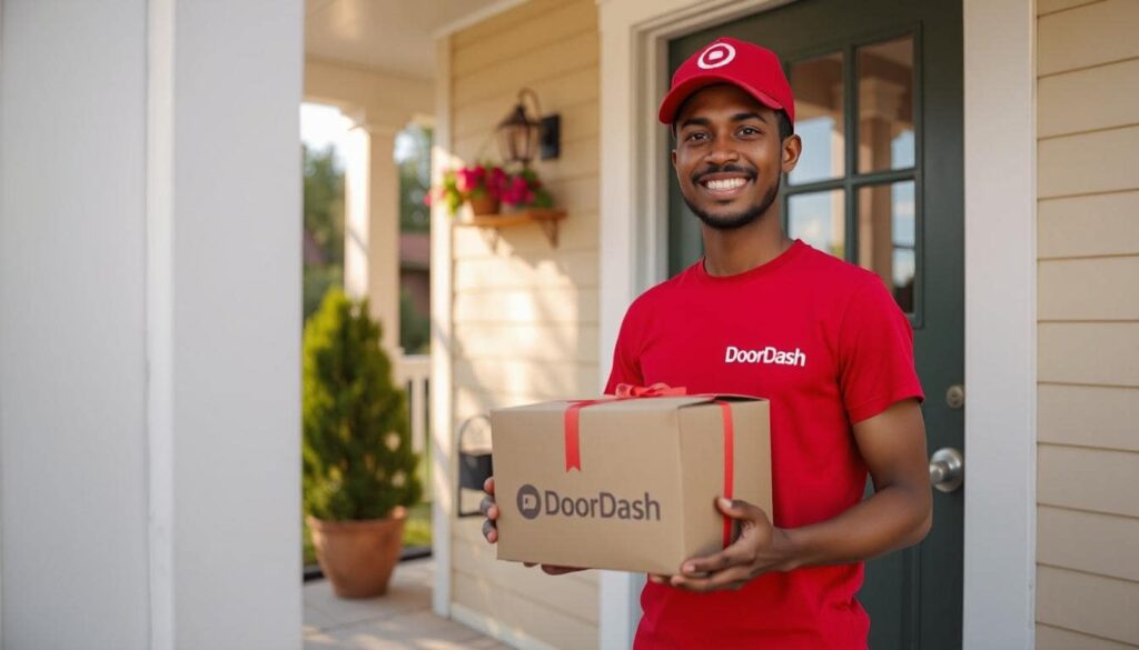 Dasher at the door with food