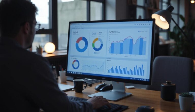 Data and graphs on a computer screen