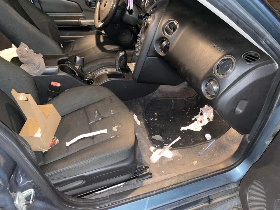 A milkshake all over the car