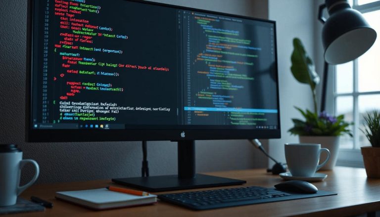 Some code being worked on, as seen on a computer monitor.