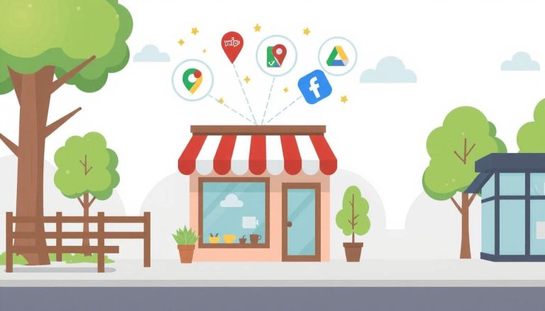 An illustration of a local shop being mentioned online.