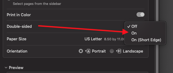 Choose Double-sided: On