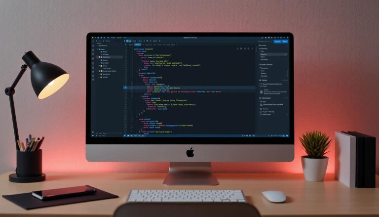 A clean computer desktop with code editor open, displaying a simple PHP plugin file for WordPress.