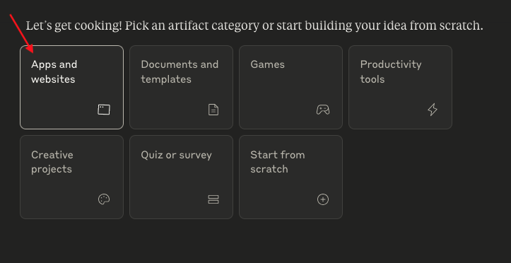 Choose the website type of artifact.