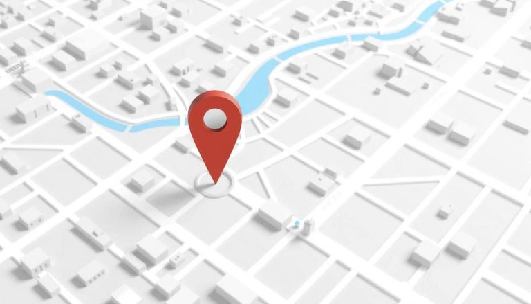 3-D pin marker on a map.