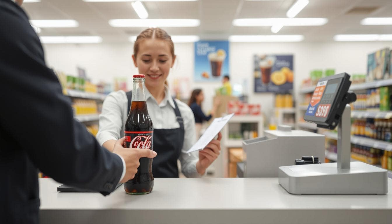 Checkout scanning a generic soda.