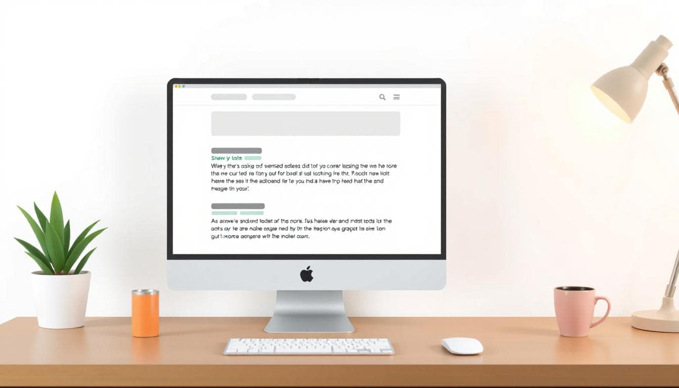 Content development depiction/illustration with a computer monitor.