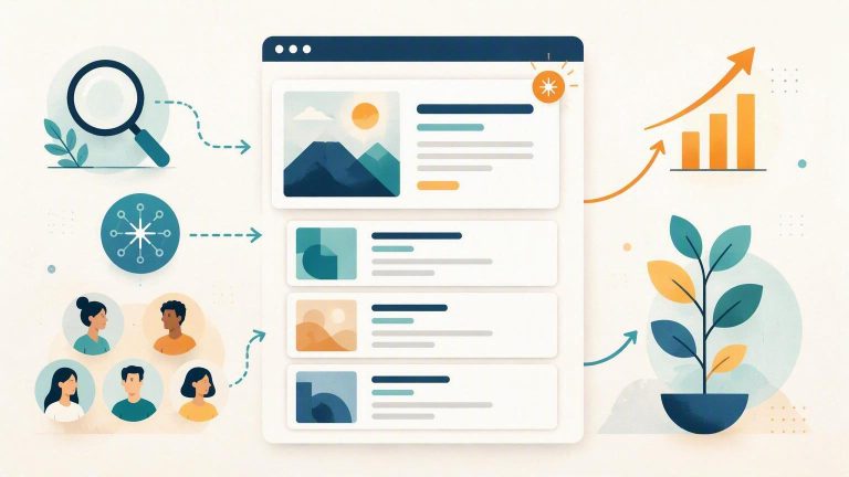 Illustration showing a new blog post appearing at the top of a website while older posts move down.